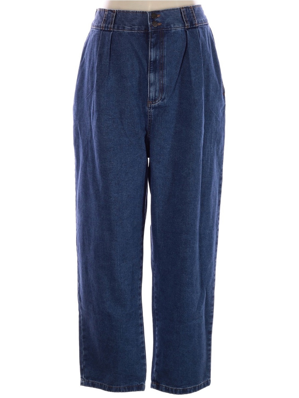 Lucy & Yak Navy High-Rise Pleated Jeans